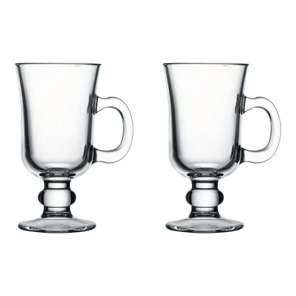 Irish Coffee Mugs Set of 2 – 8 Oz Heat Resistant Glass Coffee Cups with Handle (Elegant Latte & Cappuccino Glasses)