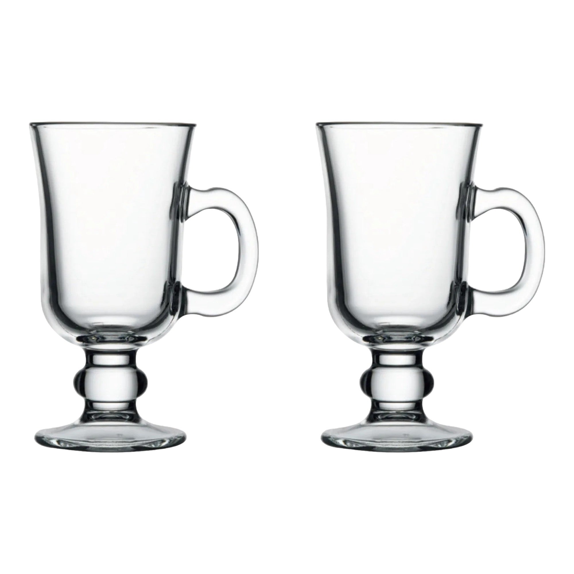 Irish Coffee Mugs Set of 2 – 8 Oz Heat Resistant Glass Coffee Cups with Handle (Elegant Latte & Cappuccino Glasses)