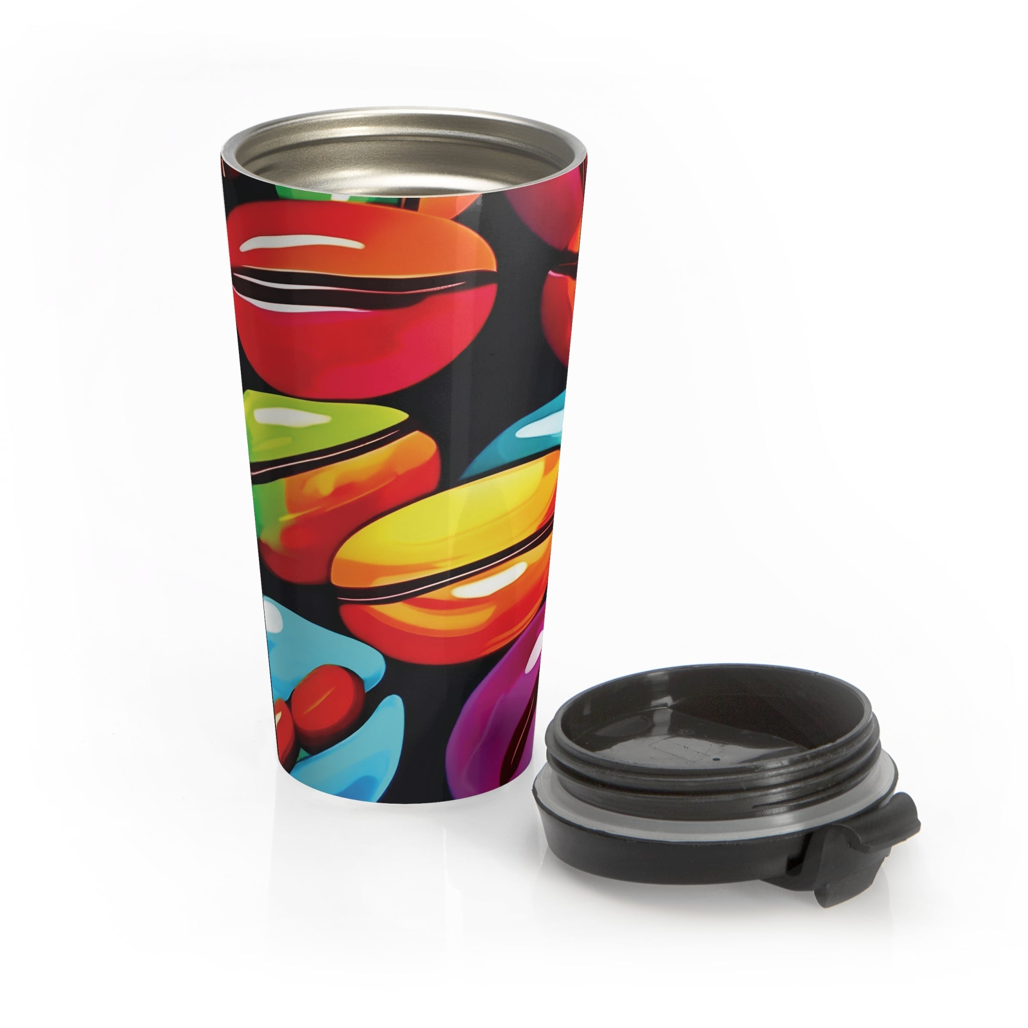 Colorful Coffee Beans Travel Mug | Vibrant Coffee Beans Pattern Stainless Steel