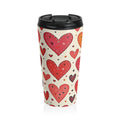 Hand Drawn Hearts Stainless Steel Travel Mug | Valentine Pattern