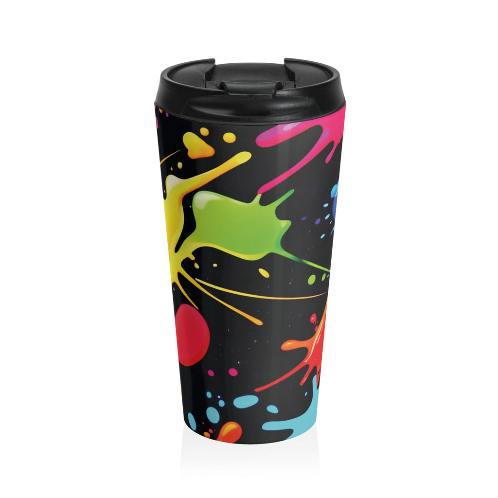 Neon Paint Splatter Stainless Steel Travel Mug | Colorful Splash Tumbler
