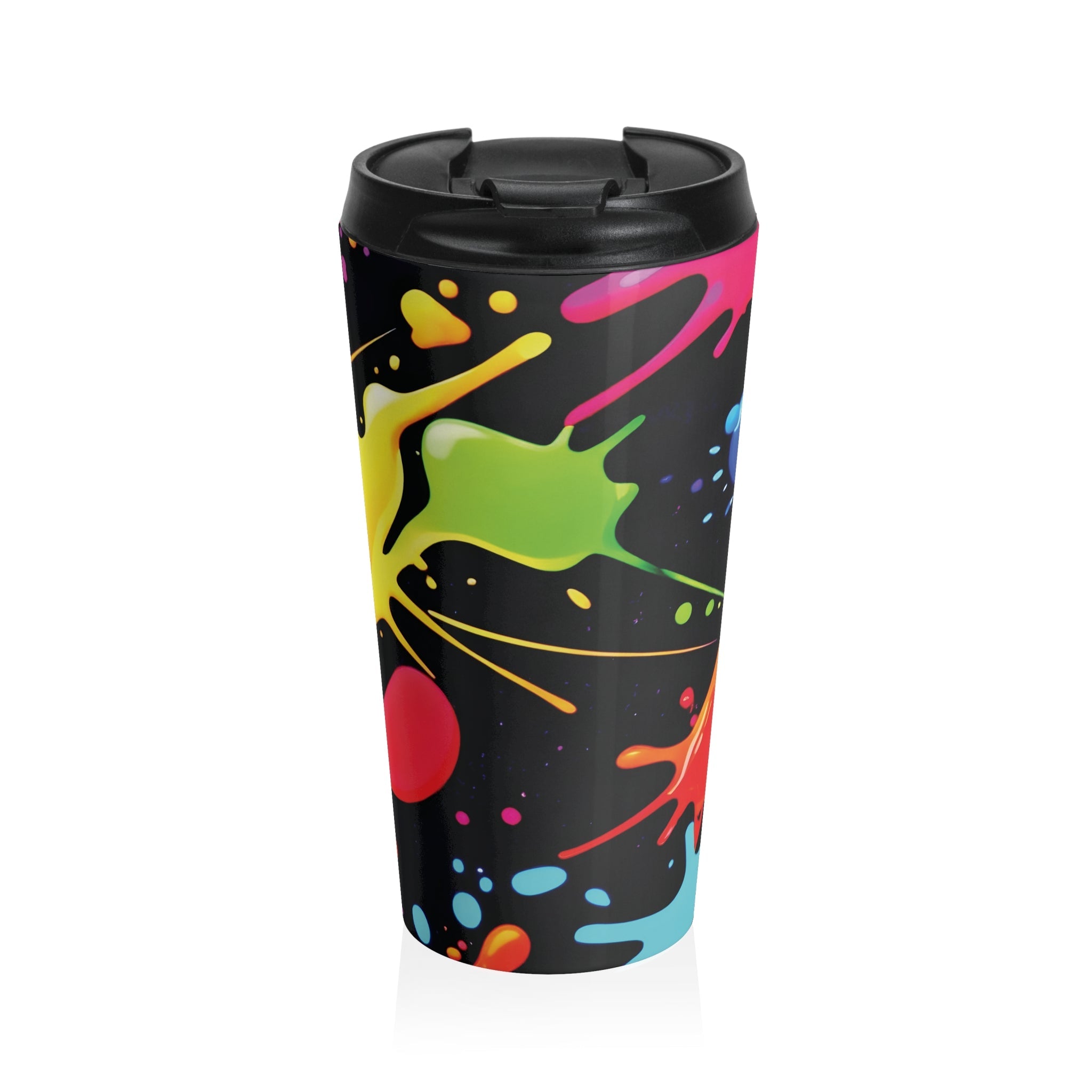 Neon Paint Splatter Stainless Steel Travel Mug | Colorful Splash Tumbler