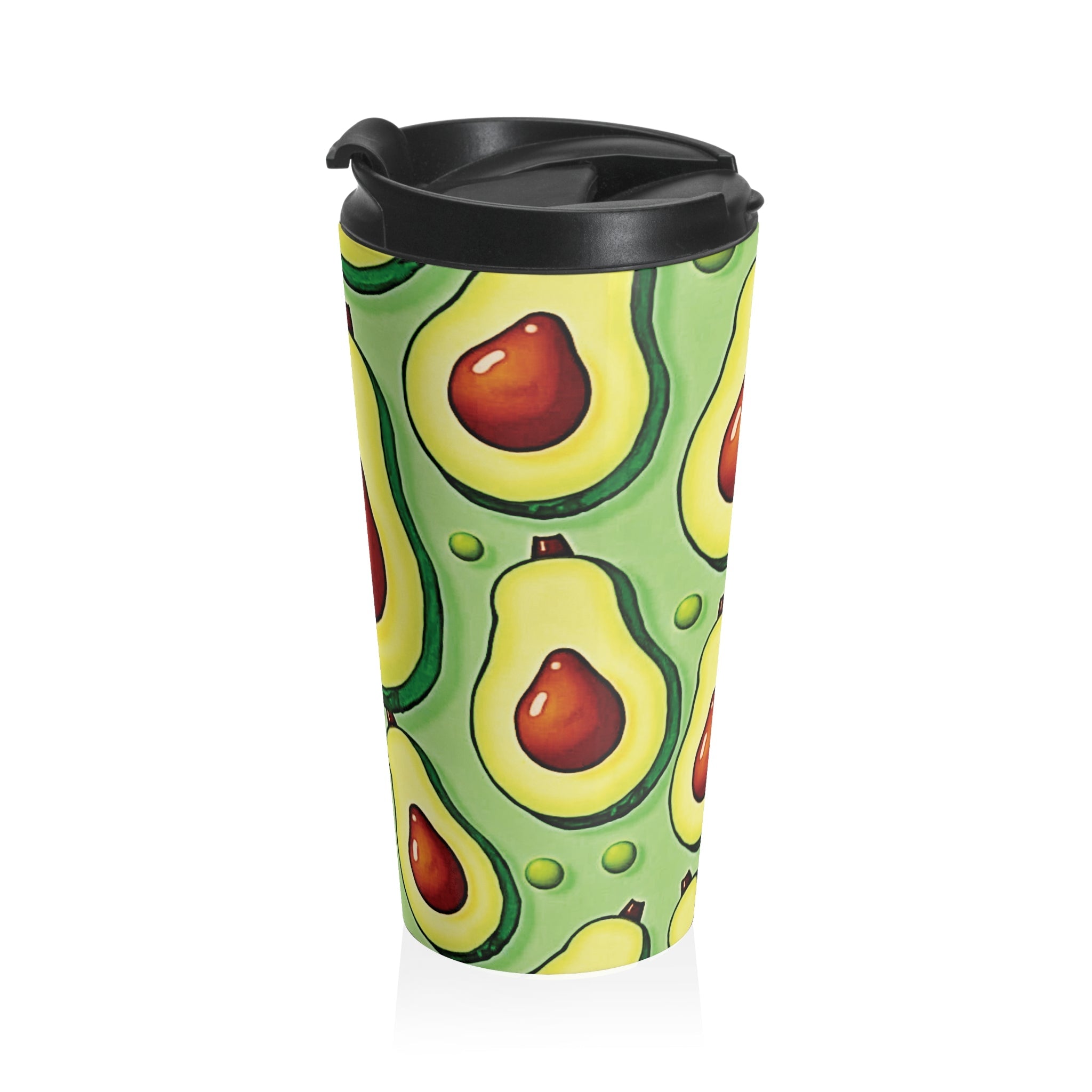 Avocado Pattern Stainless Steel Travel Mug — Reusable Insulated Coffee Tumbler