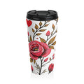 Red Rose Floral Pattern Travel Mug | Stainless Steel Tumbler