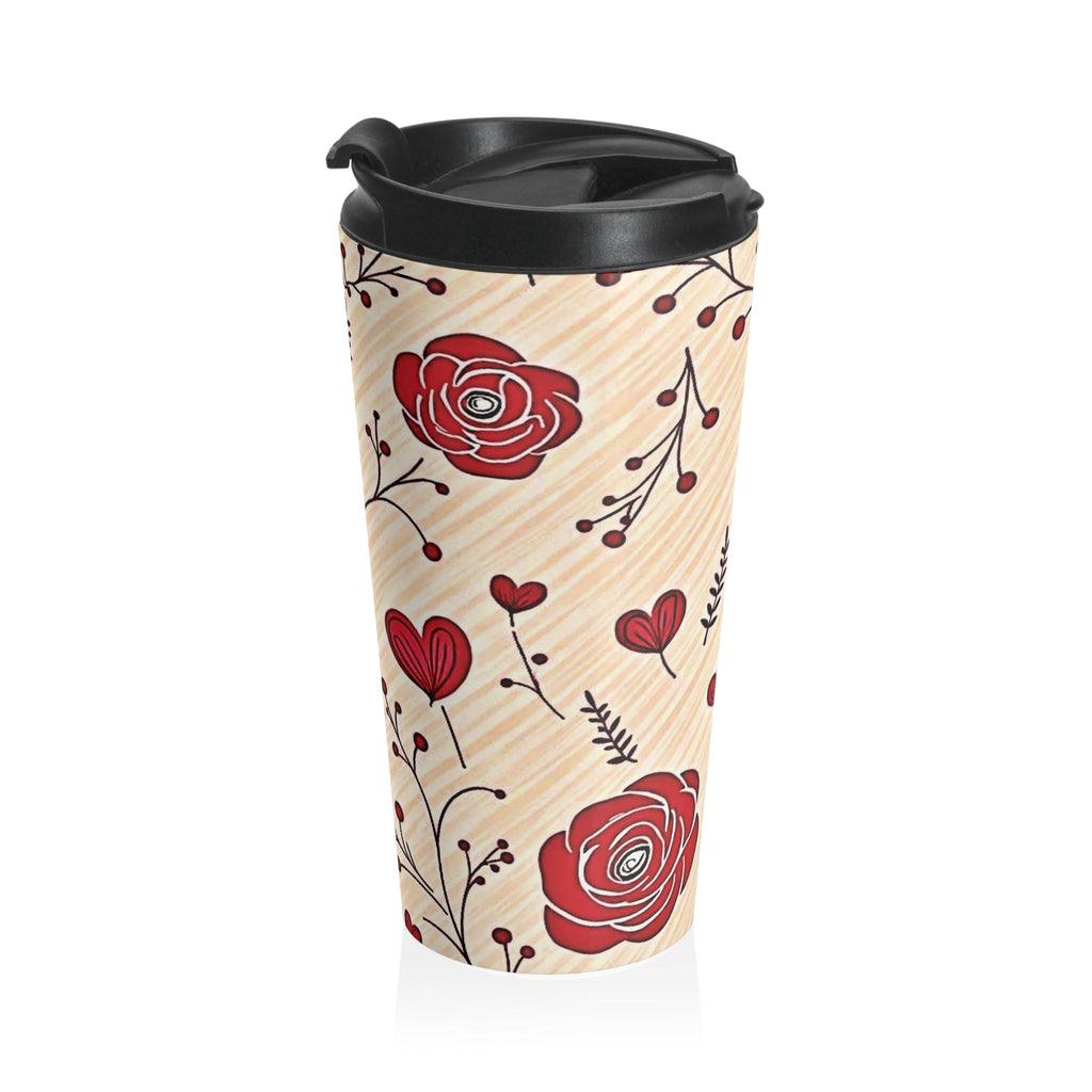 Red Rose Floral Travel Mug | Stainless Steel Tumbler