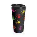 Travel Mug — Colorful Handprint Pattern Stainless Steel Tumbler