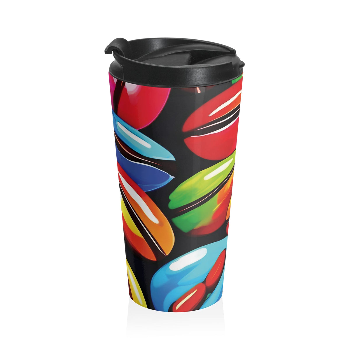 Colorful Coffee Beans Travel Mug | Vibrant Coffee Beans Pattern Stainless Steel