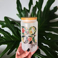 Book Lover Frosted Glass Can with Bamboo Lid