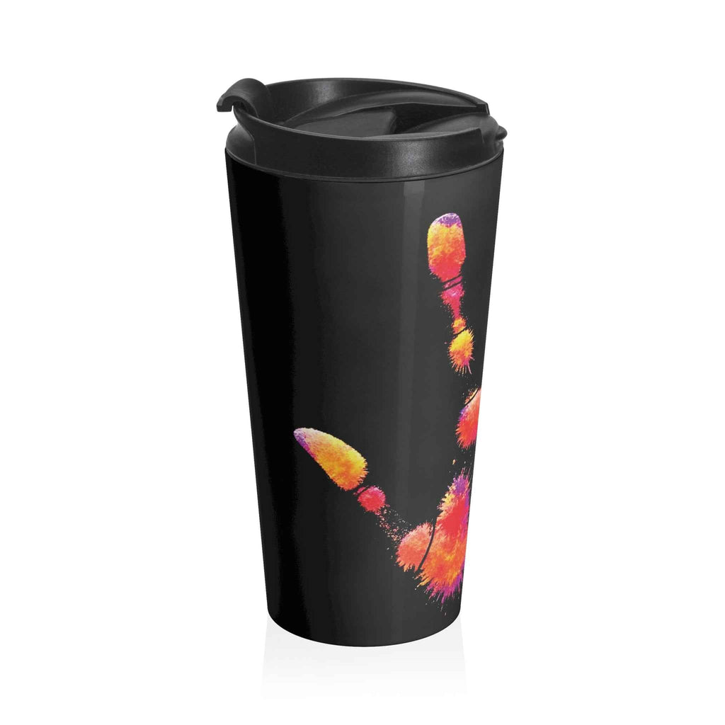 Travel Mug — Colorful Neon Paw Print Stainless Steel Tumbler