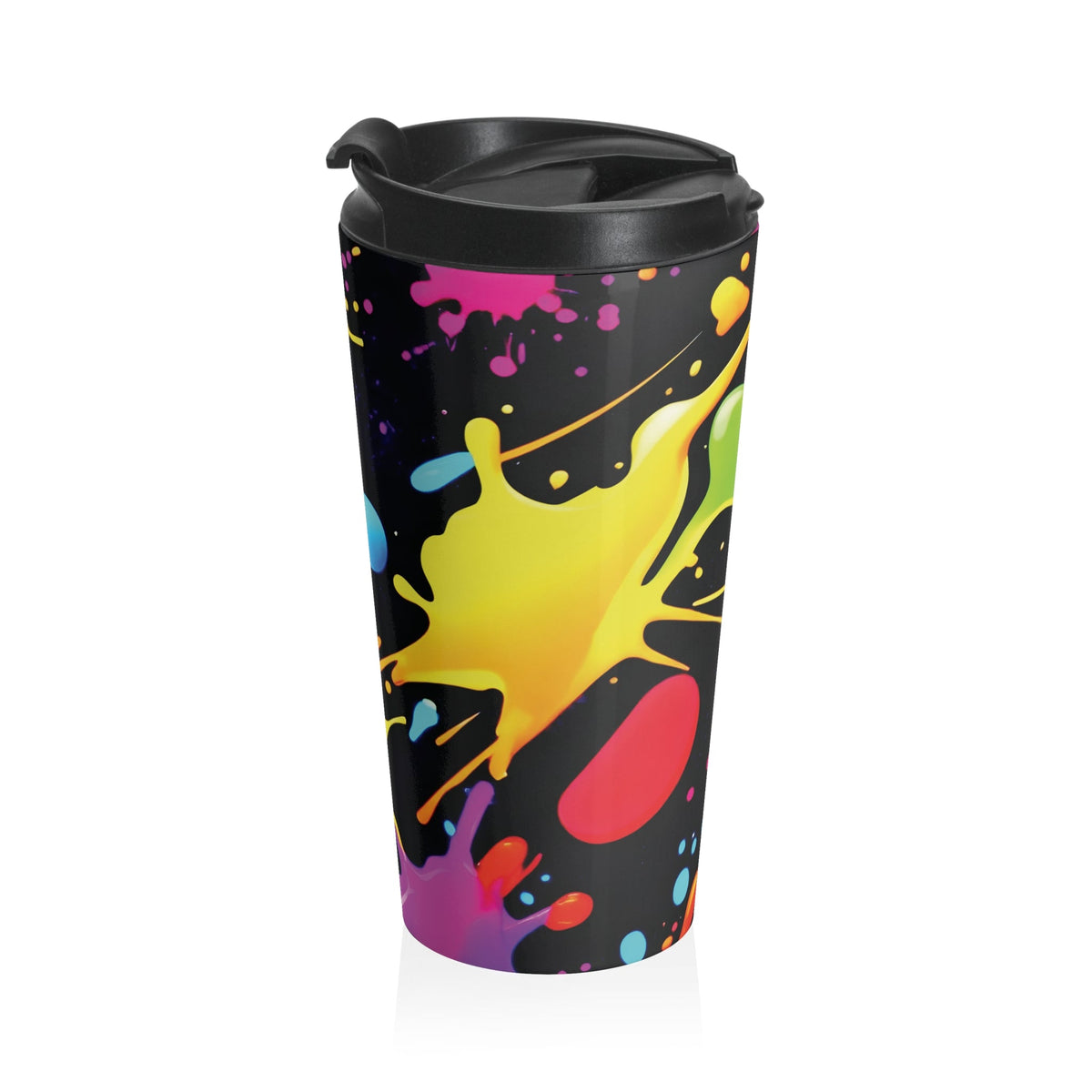 Neon Paint Splatter Stainless Steel Travel Mug | Colorful Splash Tumbler