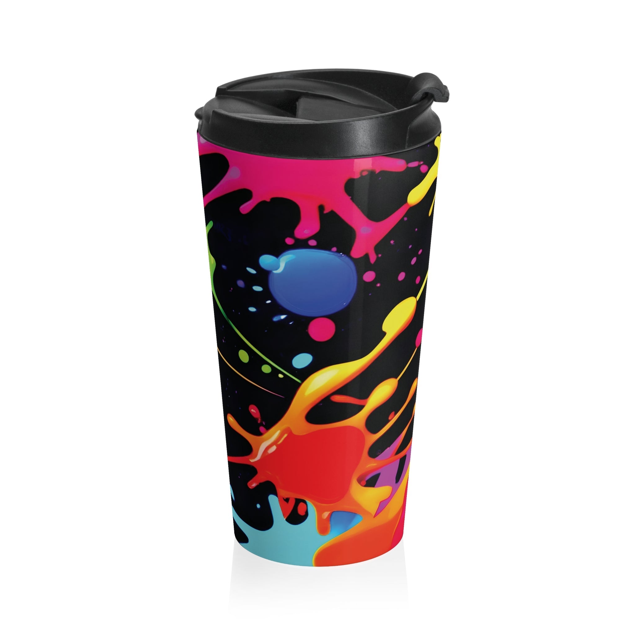Neon Paint Splatter Stainless Steel Travel Mug | Colorful Splash Tumbler