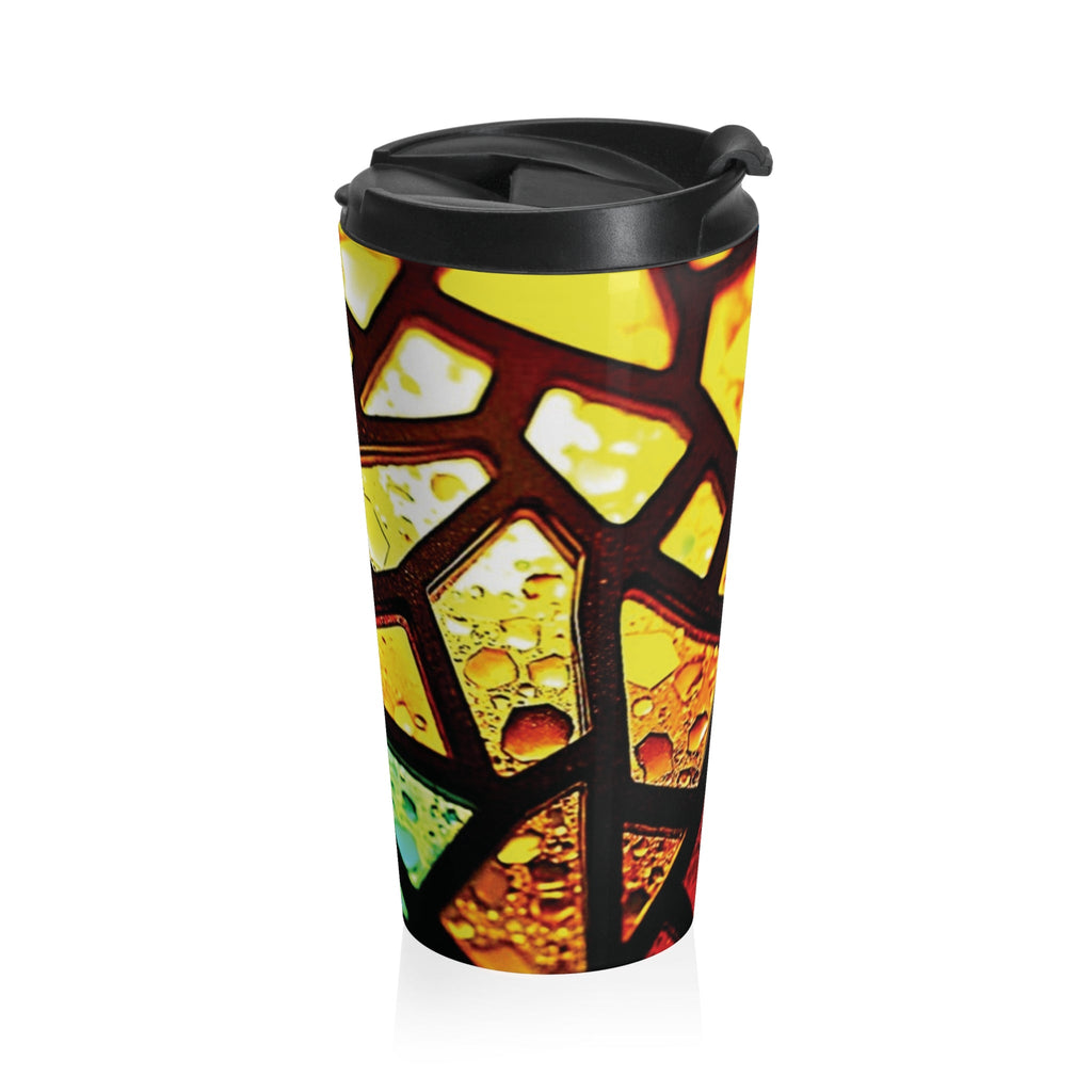 Stainless Steel Travel Mug — Rainbow Stained Glass Mosaic Insulated Tumbler