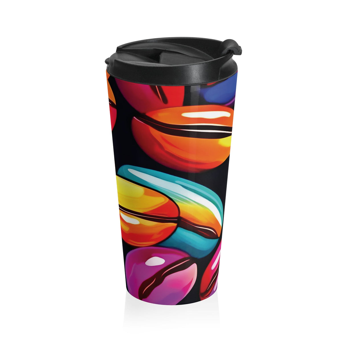Colorful Coffee Beans Travel Mug | Vibrant Coffee Beans Pattern Stainless Steel