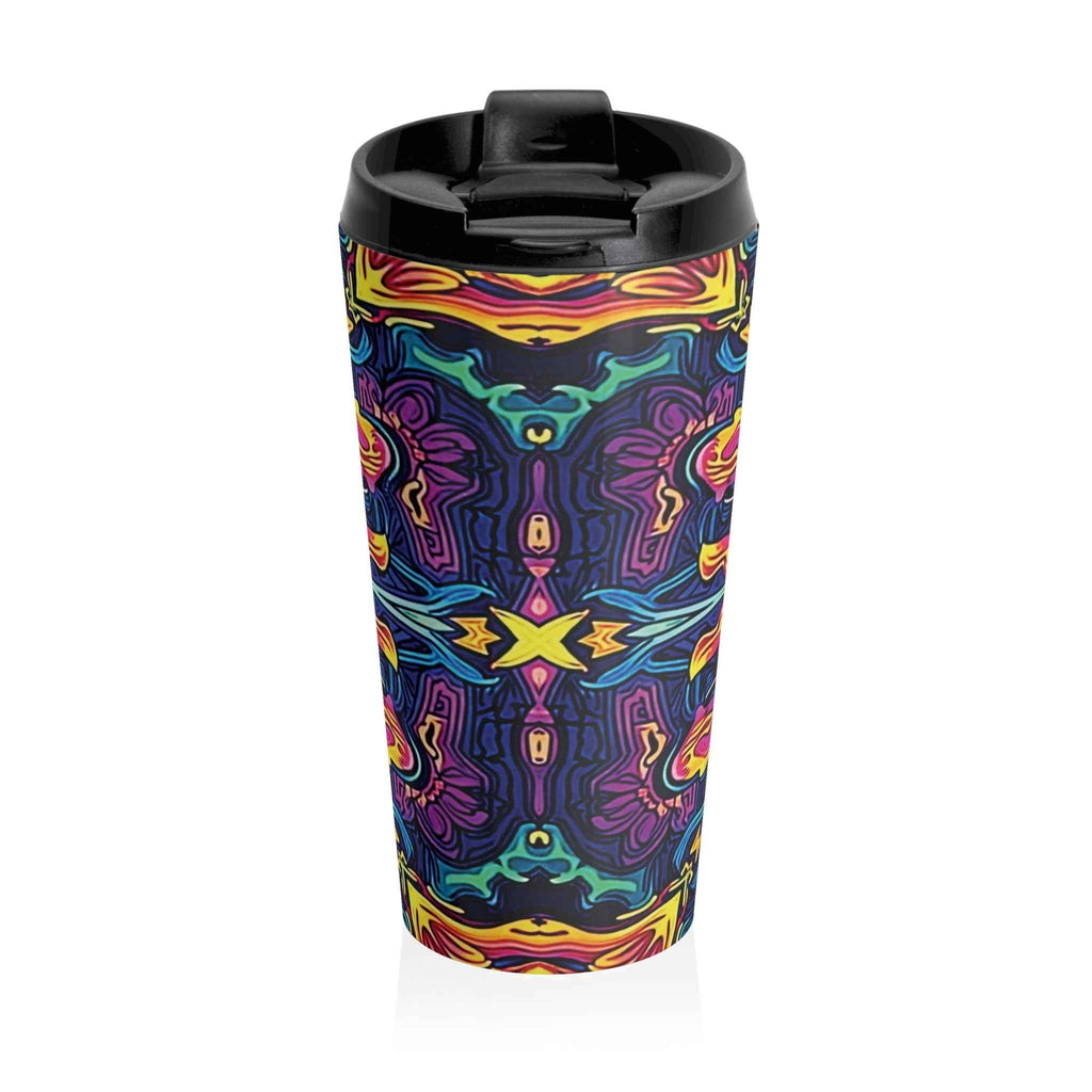 Kaleidoscope Neon Mandala Stainless Steel Travel Mug