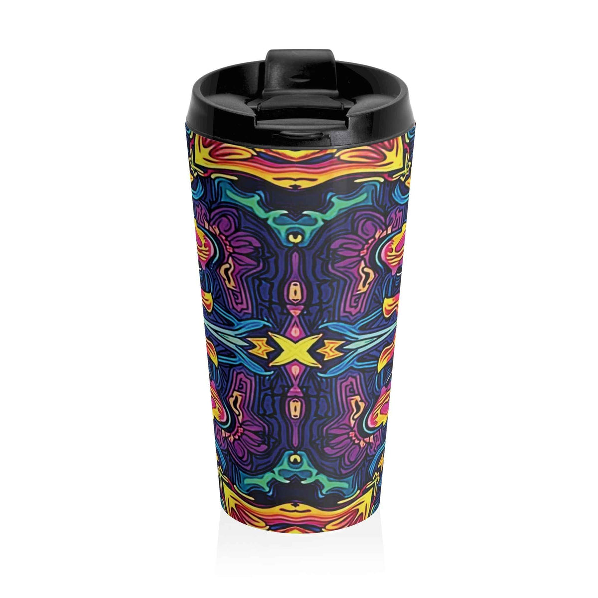 Kaleidoscope Neon Mandala Stainless Steel Travel Mug