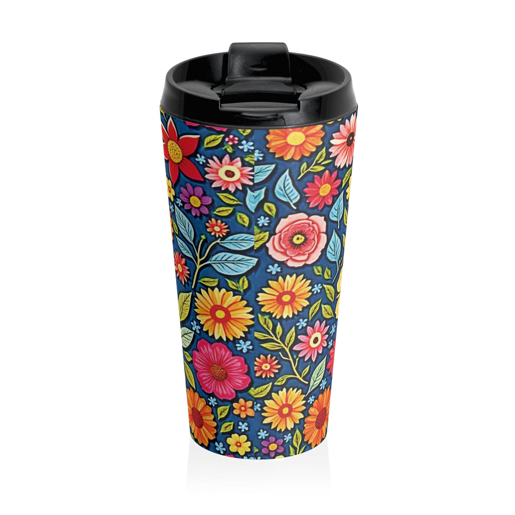 Colorful Floral Pattern Stainless Steel Travel Mug | Flower Travel Tumbler