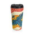 Tropical Palm Leaves Travel Mug | Floral Hibiscus Stainless Steel