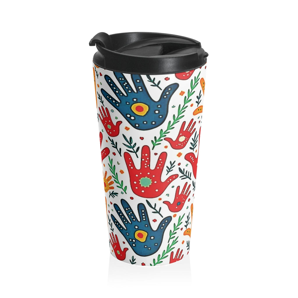 Travel Mug — Colorful Handprint Pattern Stainless Steel Tumbler