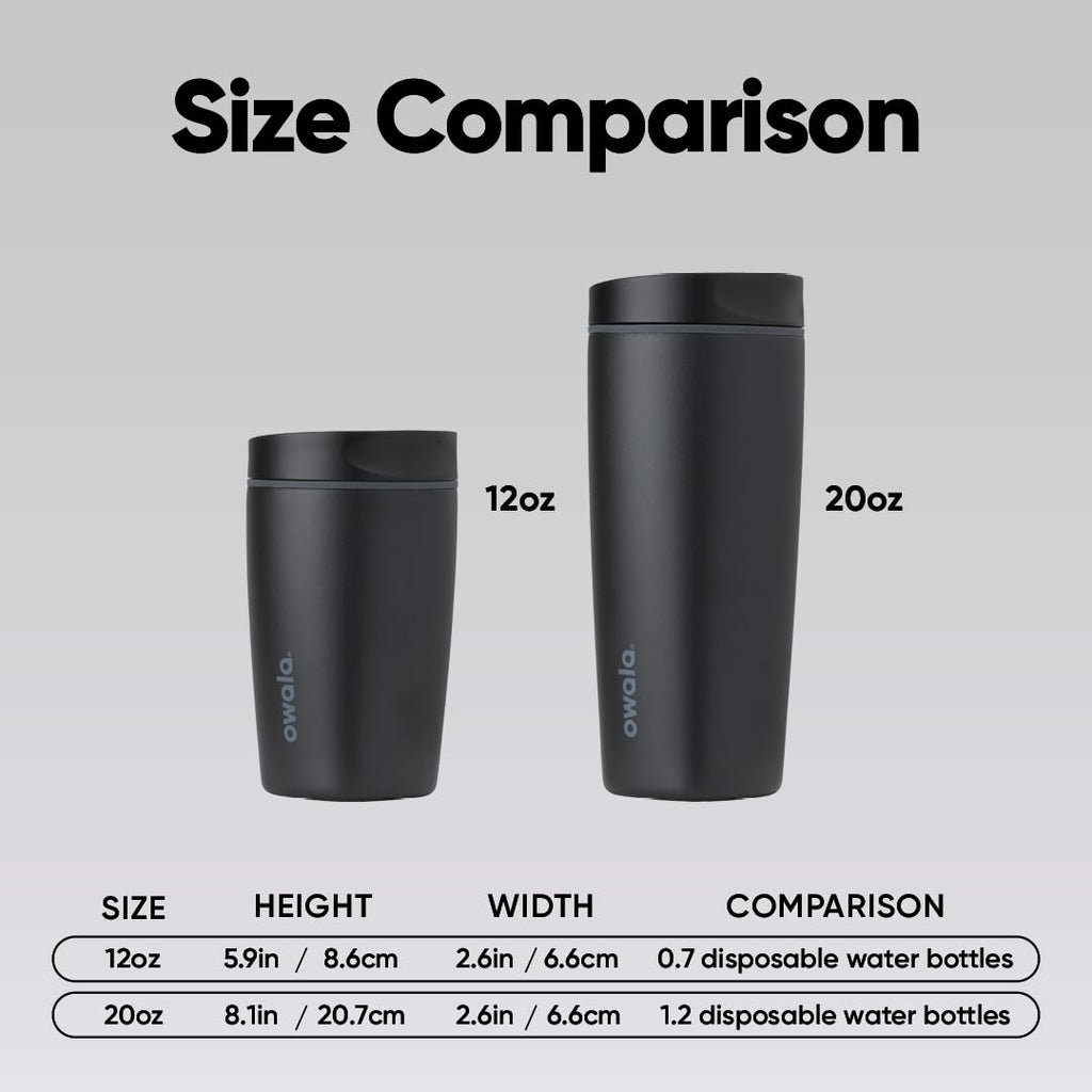 Owala SmoothSip Slider Insulated Stainless Steel Coffee Tumbler, Reusable Iced Coffee Cup, Hot Coffee Travel Mug, BPA Free 20 oz, Lakeside 🍁 All In One Marketplace Canada