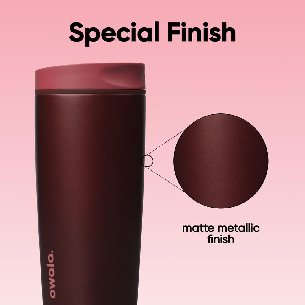 Owala SmoothSip Slider Insulated Stainless Steel Coffee Tumbler, Reusable Iced Coffee Cup, Hot Coffee Travel Mug, BPA Free 20 oz, Black Cherry 🍁 All In One Marketplace Canada