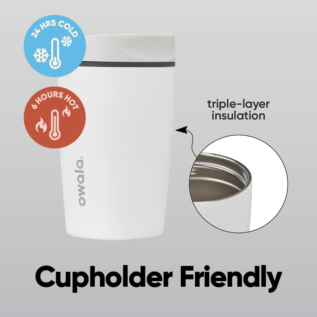 Owala SmoothSip Slider Insulated Stainless Steel Coffee Tumbler, Reusable Iced Coffee Cup, Hot Coffee Travel Mug, BPA Free 12 oz, Sugar High 🍁 All In One Marketplace Canada