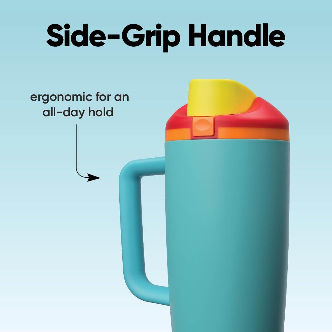 Owala FreeSip Tumbler Insulated Stainless Steel Water Bottle with Built-in Straw and Side Handle, for Travel, Work, School, and Sports, 40oz, BPA Free, Leak Proof, Summer Sweetness 🍁 All In One Marketplace Canada