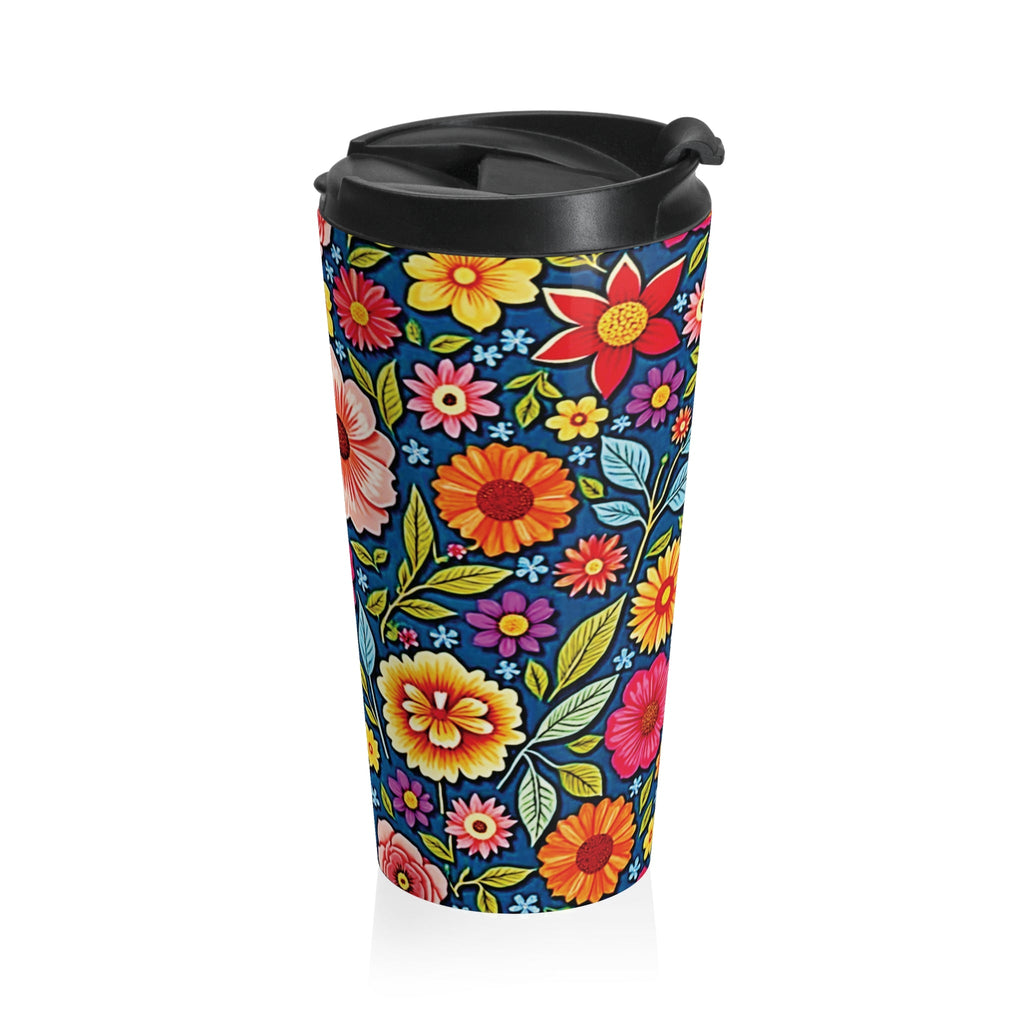 Colorful Floral Pattern Stainless Steel Travel Mug | Flower Travel Tumbler