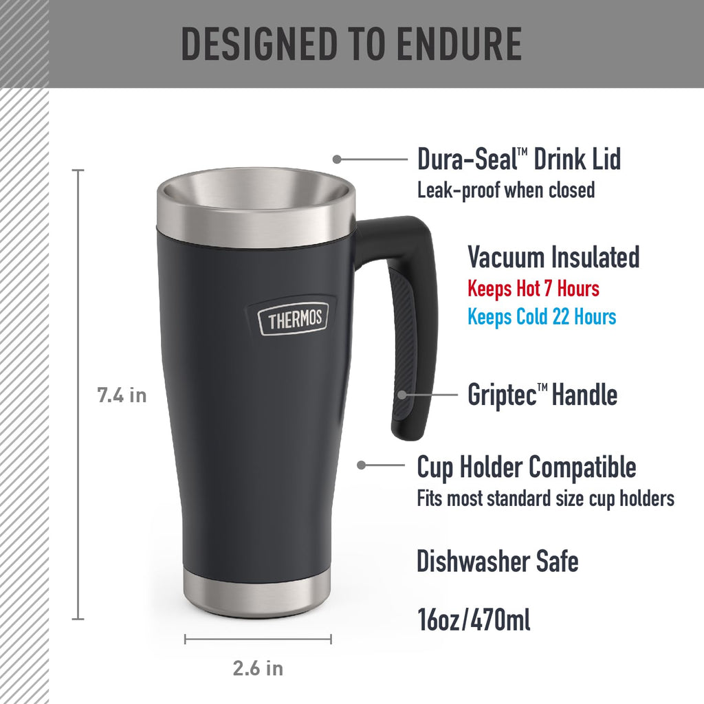 THERMOS ICON Stainless Steel Mug — 16 oz, Granite