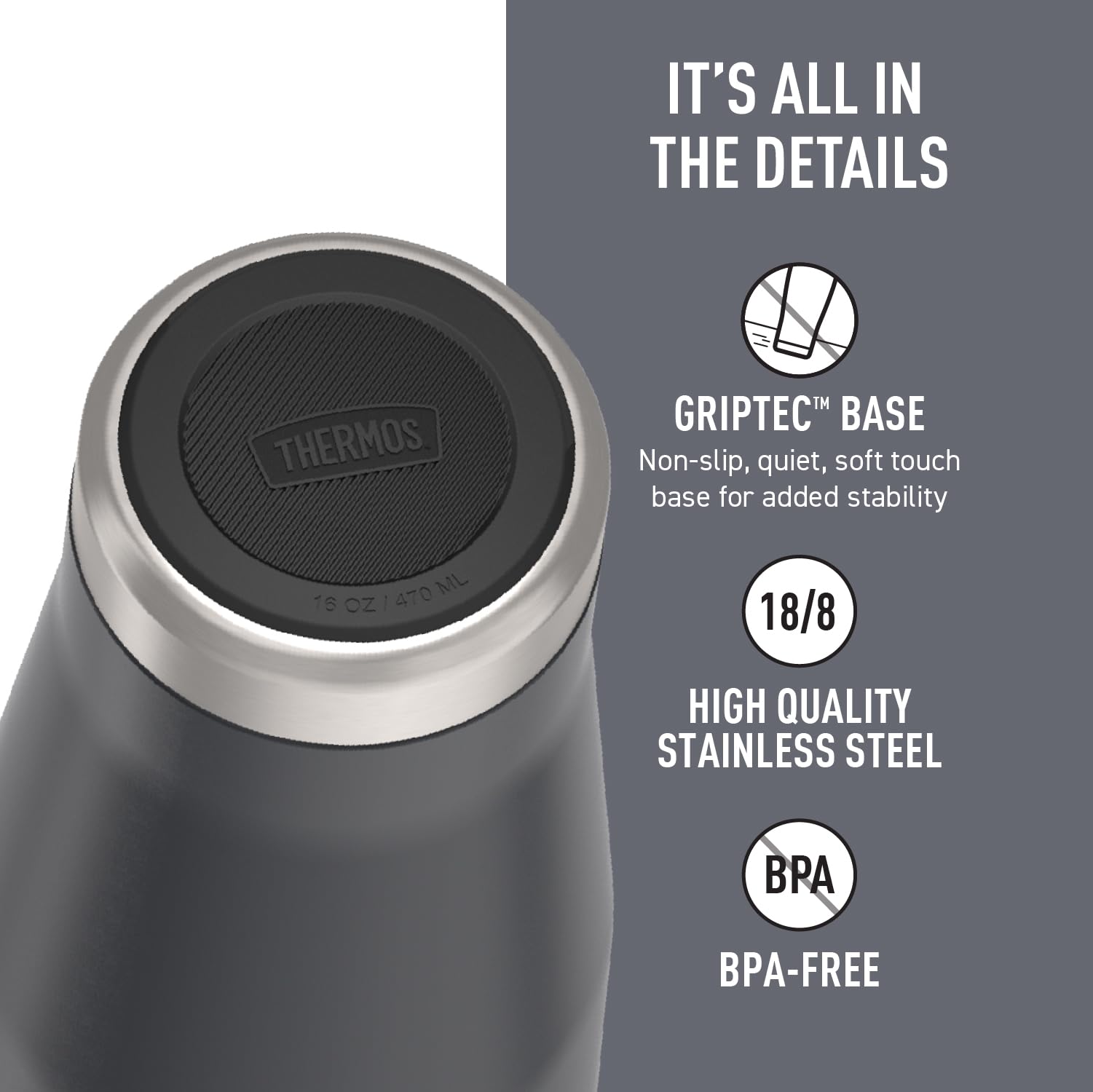 THERMOS ICON Stainless Steel Mug — 16 oz, Granite