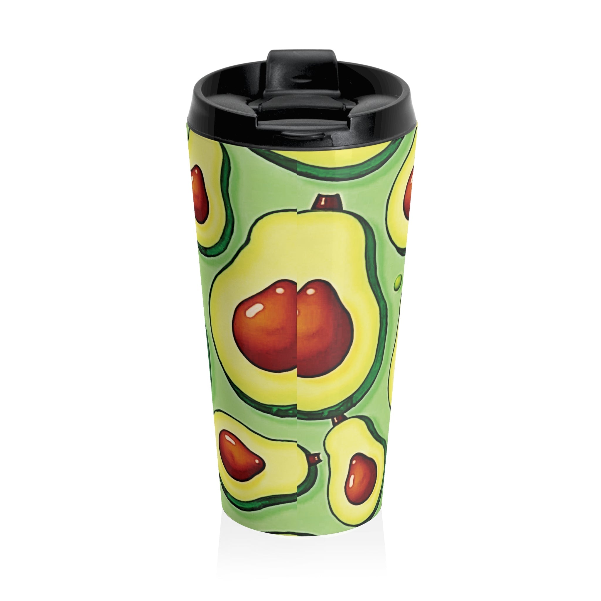 Avocado Pattern Stainless Steel Travel Mug — Reusable Insulated Coffee Tumbler