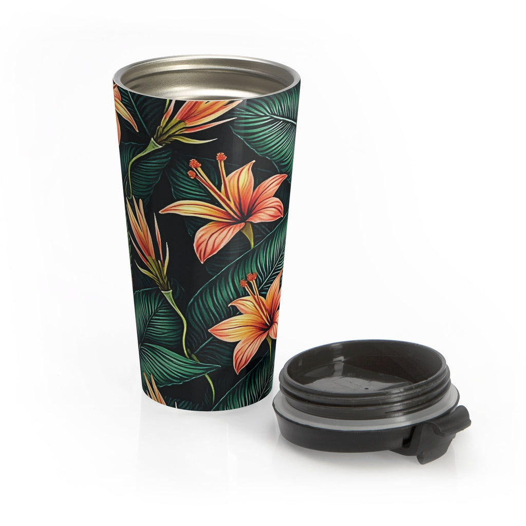 Tropical Orange Lily Travel Mug | Floral Stainless Steel Tumbler