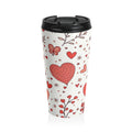 Hand-Drawn Hearts Travel Mug | Valentine Butterfly Floral Stainless Steel