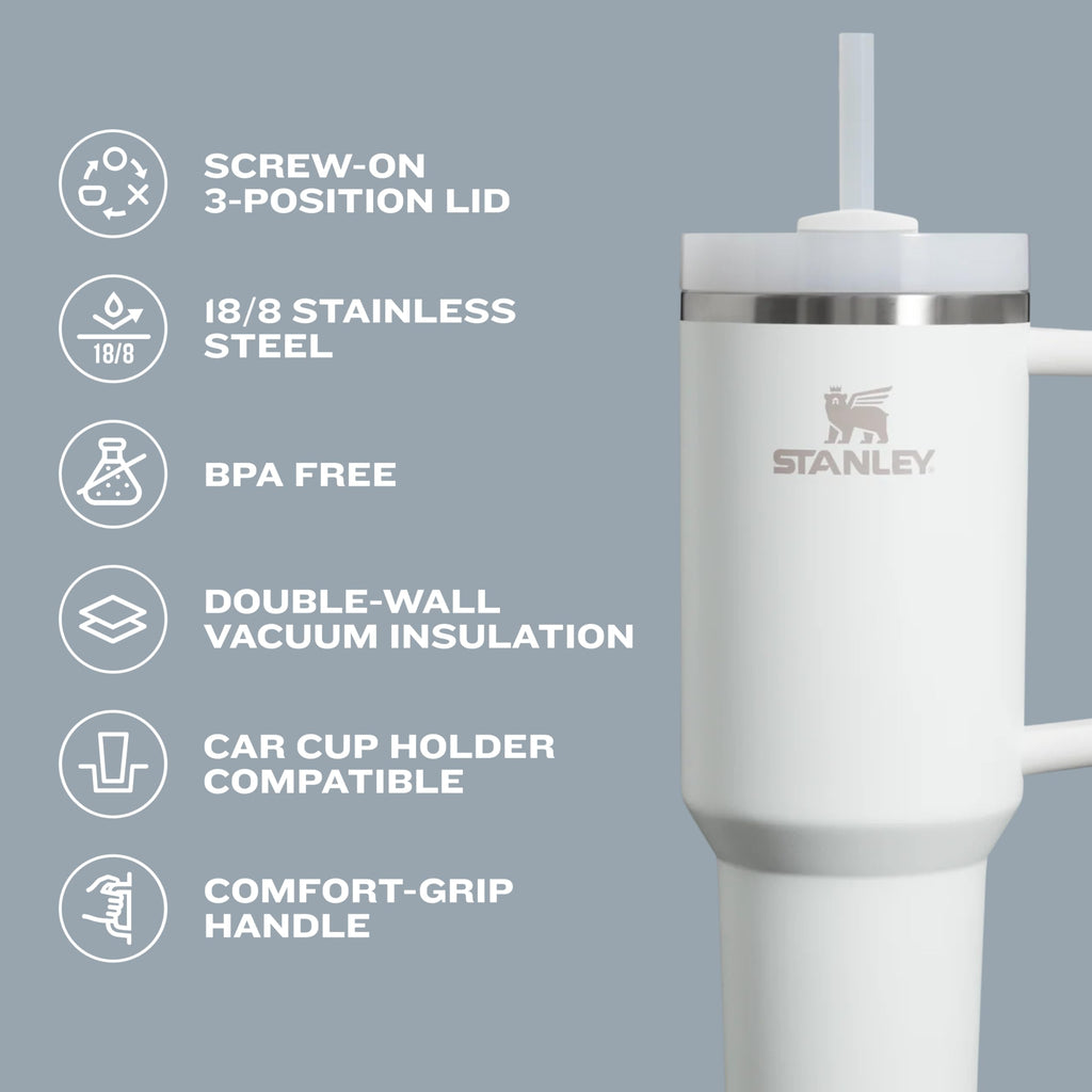 Stanley Quencher H2.0 Tumbler with Handle and Straw 40 oz | Flowstate 3-Position Lid | Cup Holder Compatible for Travel | Insulated Stainless Steel Cup | BPA-Free | Black 2.0 🍁 All In One Marketplace Canada