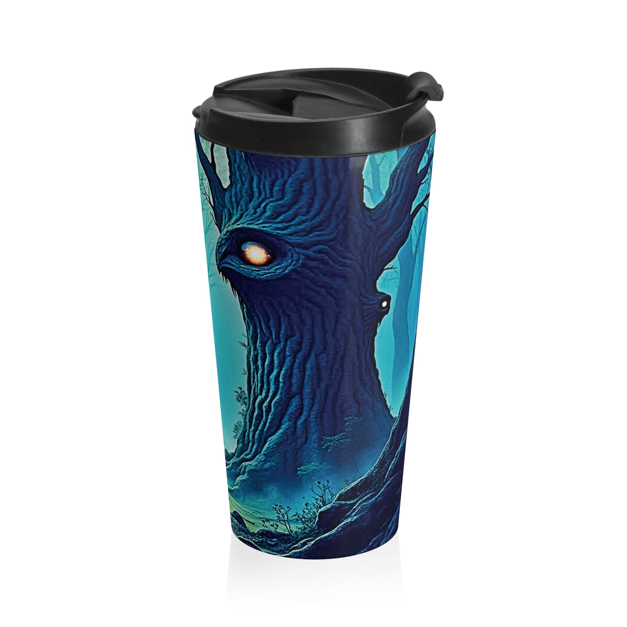 Travel Mug — Mystical Forest with Hidden Tree Spirits Stainless Steel Tumbler