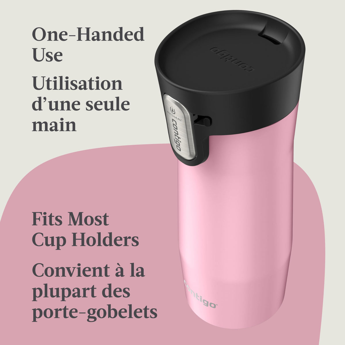 Contigo West Loop 3.0 Stainless Steel Travel Mug with Tea-Bag Hook & Spill-Proof Lid, Vacuum-Insulated Reusable Cup Coffee and Tea, 16 oz (473 mL), Strawberry Cream - Keeps Drinks Hot up to 11 Hours 🍁 All In One Marketplace Canada