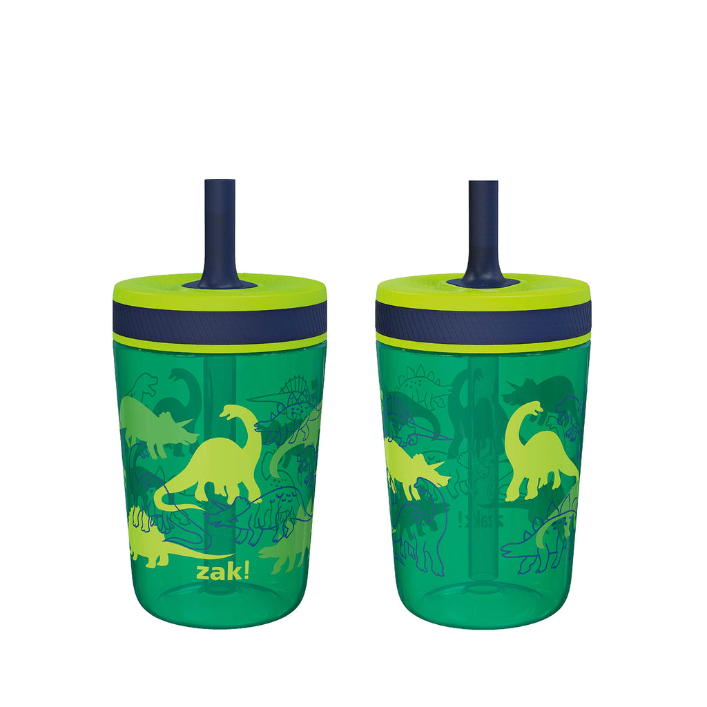 Zak Designs Kelso 15 oz Tumbler Set, (Dino Camo) Non-BPA Leak-Proof Screw-On Lid with Straw Made of Durable Plastic and Silicone, Perfect Toddler Cup Bundle for Kids (2pc Set) 🍁 All In One Marketplace Canada