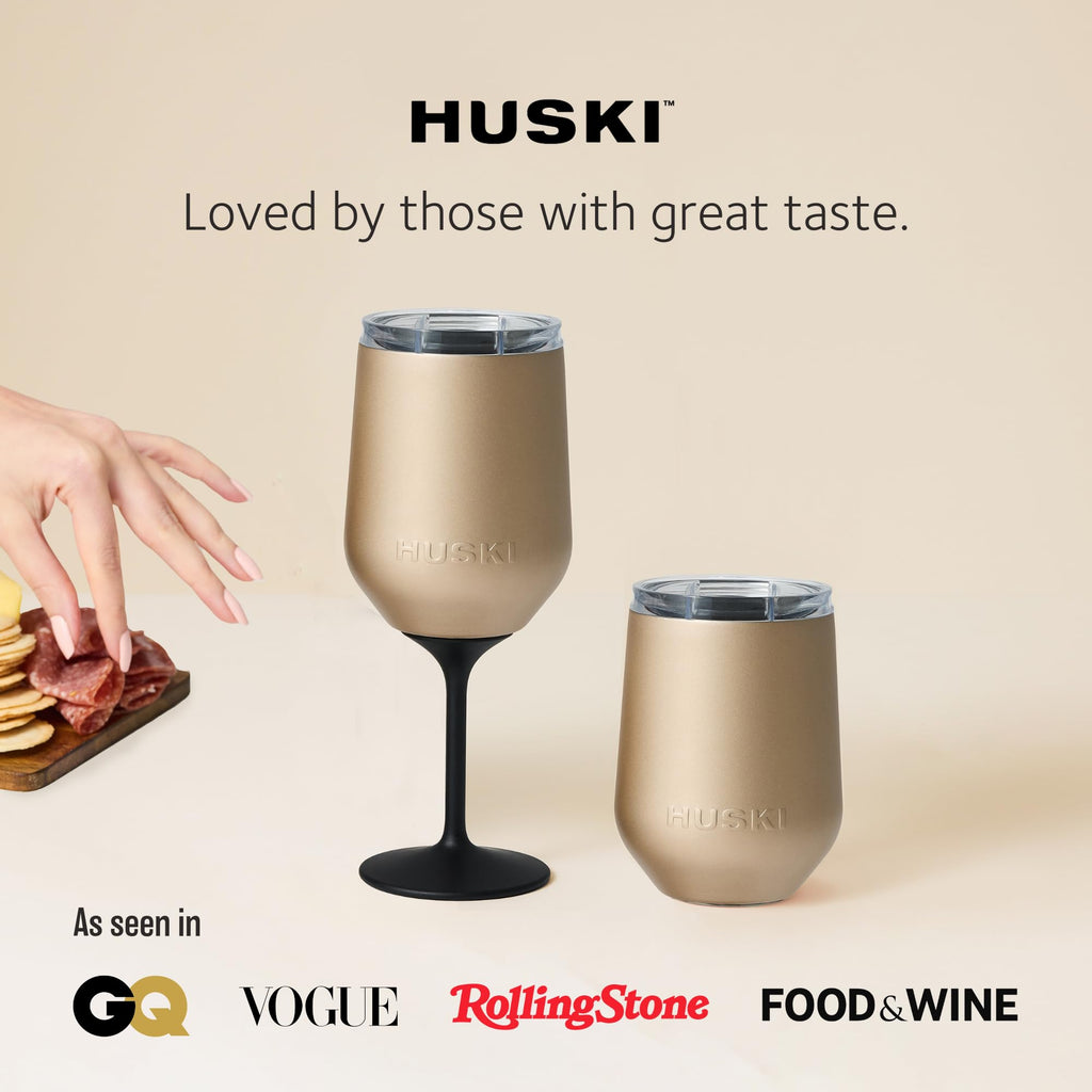 Huski Wine Tumbler 2.0 | New | Award-Winning Design with Detachable Stem | Premium Stainless Steel Wine Glass with Lid | Triple Insulated Tumbler | 355ml Capacity | Great Gift (Champagne) 🍁 All In One Marketplace Canada