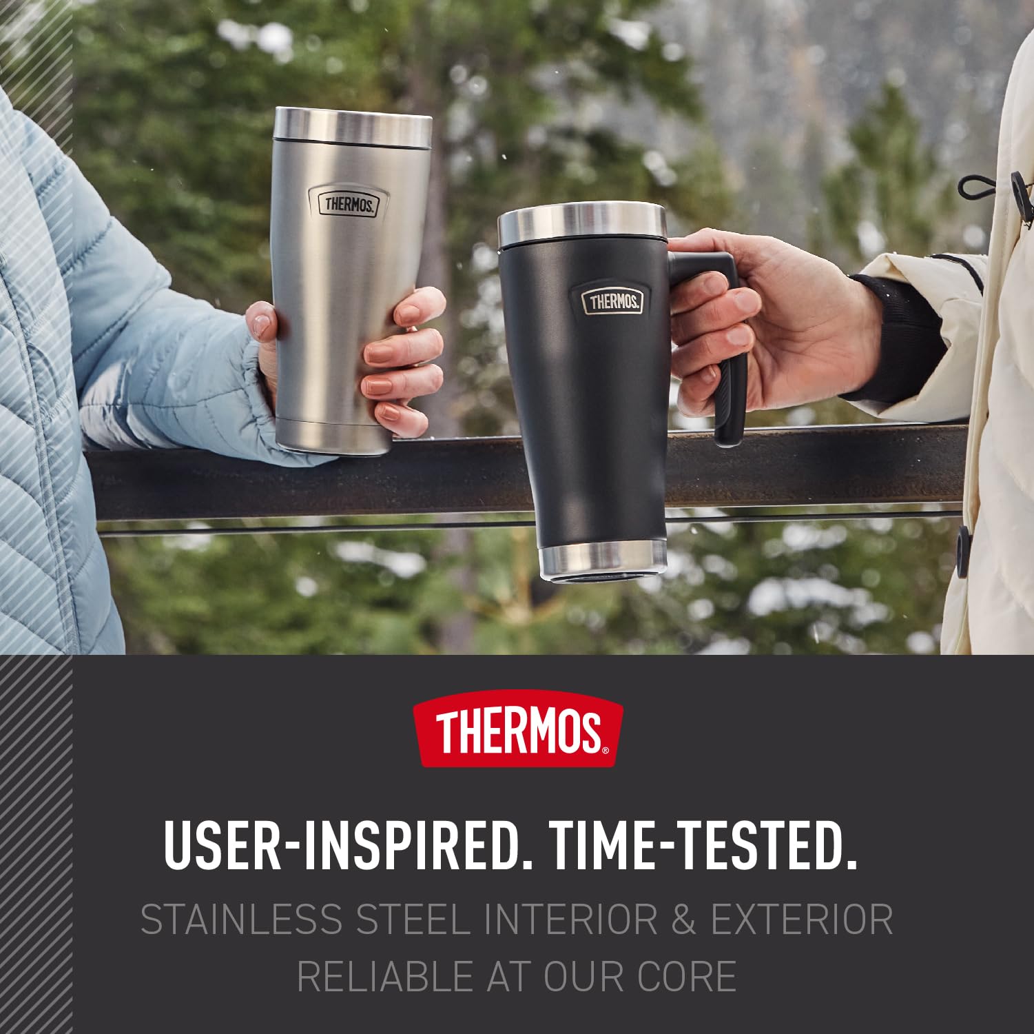 THERMOS ICON Stainless Steel Mug — 16 oz, Granite