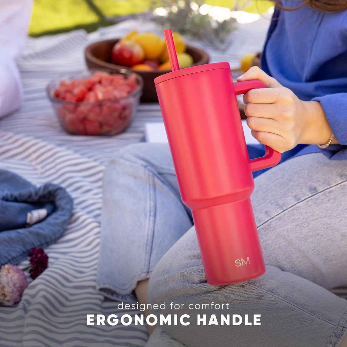 Simple Modern Tumbler with Handle and Straw | 40oz | Pink 🍁 All In One Marketplace Canada