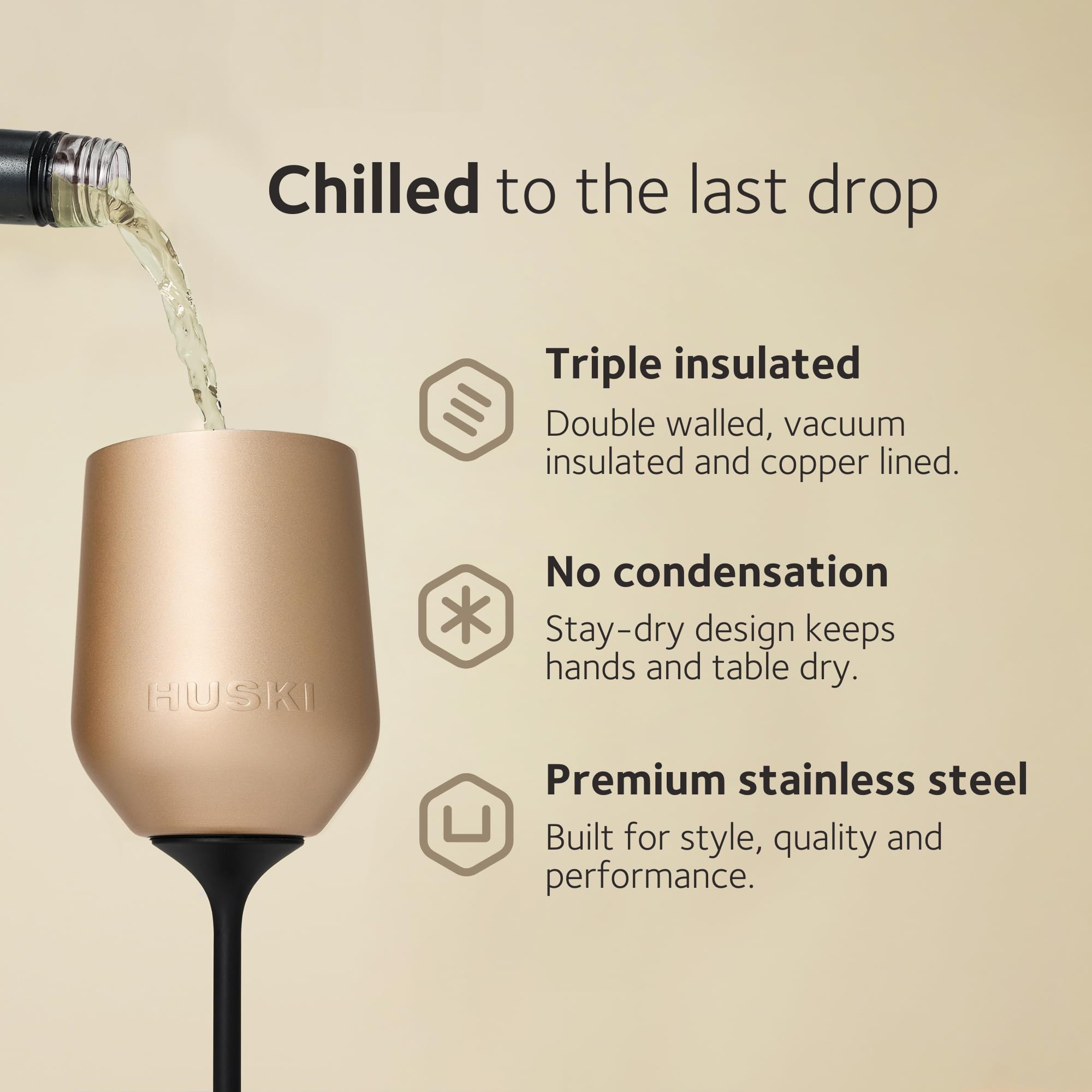 Huski Wine Tumbler 2.0 | New | Award-Winning Design with Detachable Stem | Premium Stainless Steel Wine Glass with Lid | Triple Insulated Tumbler | 355ml Capacity | Great Gift (Champagne) 🍁 All In One Marketplace Canada