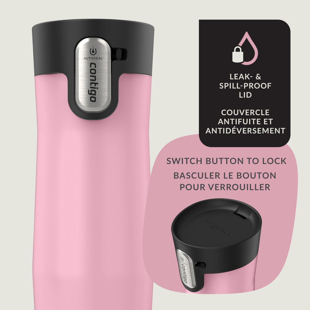 Contigo West Loop 3.0 Stainless Steel Travel Mug with Tea-Bag Hook & Spill-Proof Lid, Vacuum-Insulated Reusable Cup Coffee and Tea, 16 oz (473 mL), Strawberry Cream - Keeps Drinks Hot up to 11 Hours 🍁 All In One Marketplace Canada