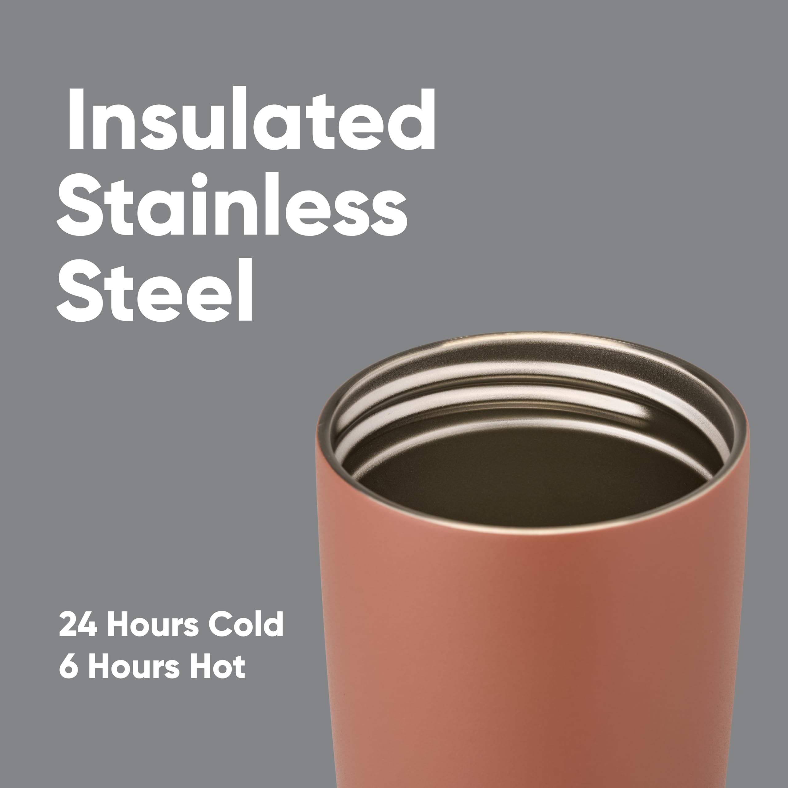 Owala SmoothSip Slider Insulated Stainless Steel Coffee Tumbler, Reusable Iced Coffee Cup, Hot Coffee Travel Mug, BPA Free 20 oz, Cozy Cocoa 🍁 All In One Marketplace Canada