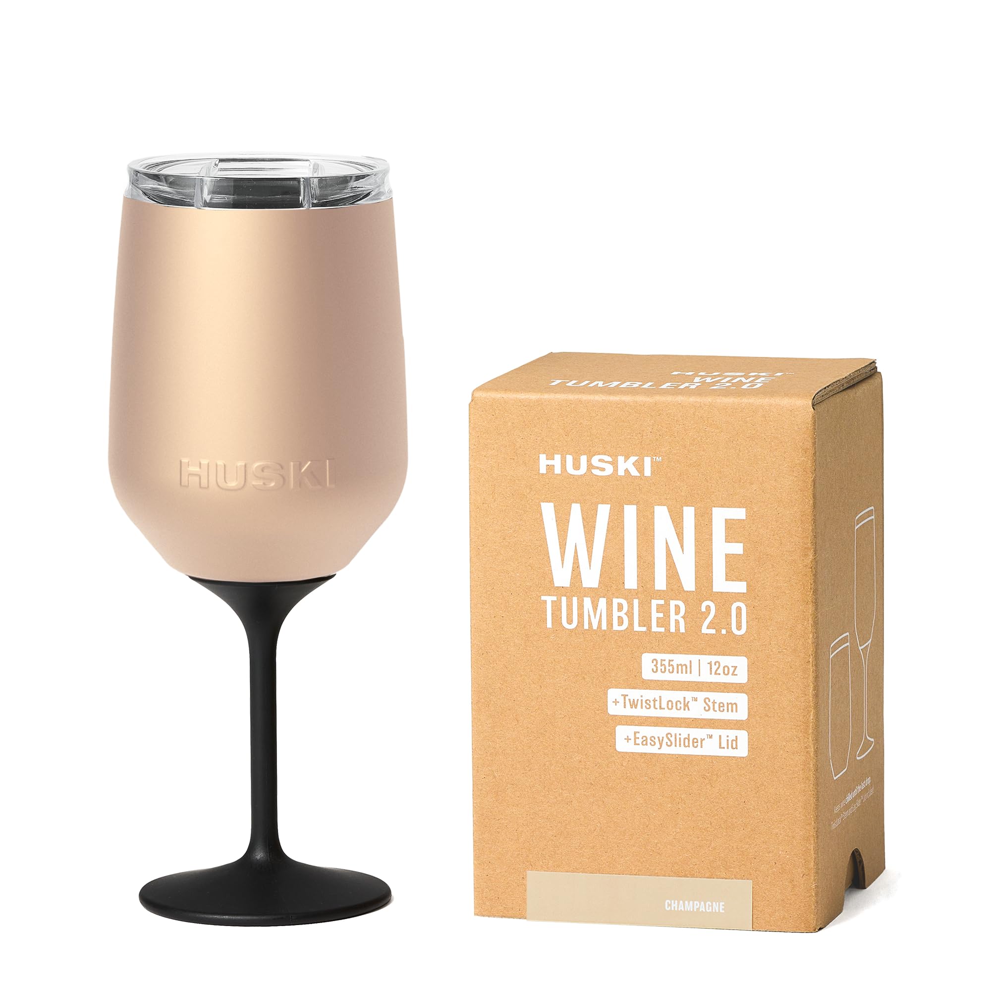 Huski Wine Tumbler 2.0 | New | Award-Winning Design with Detachable Stem | Premium Stainless Steel Wine Glass with Lid | Triple Insulated Tumbler | 355ml Capacity | Great Gift (Champagne) 🍁 All In One Marketplace Canada