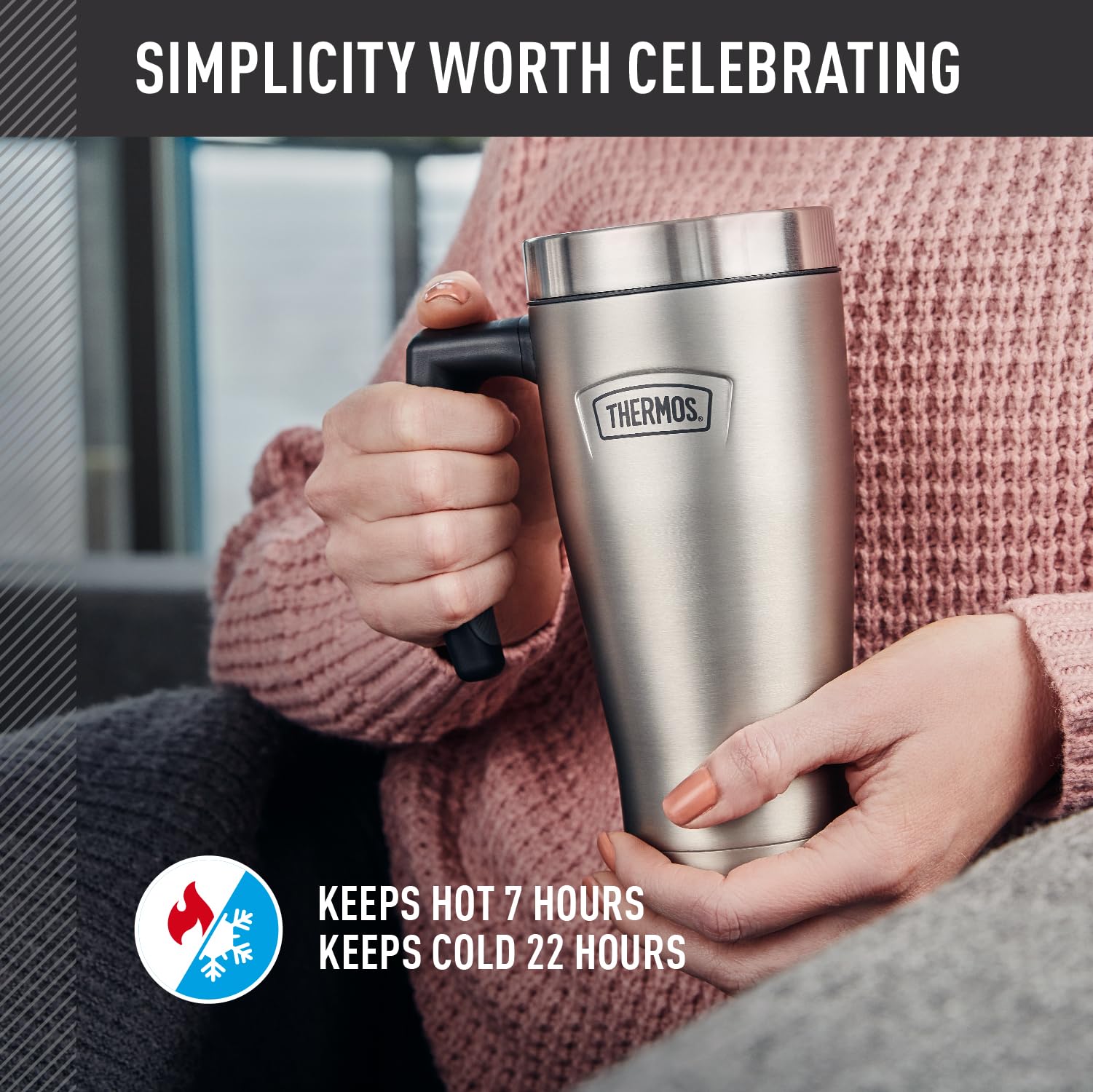 THERMOS ICON Stainless Steel Mug — 16 oz, Granite
