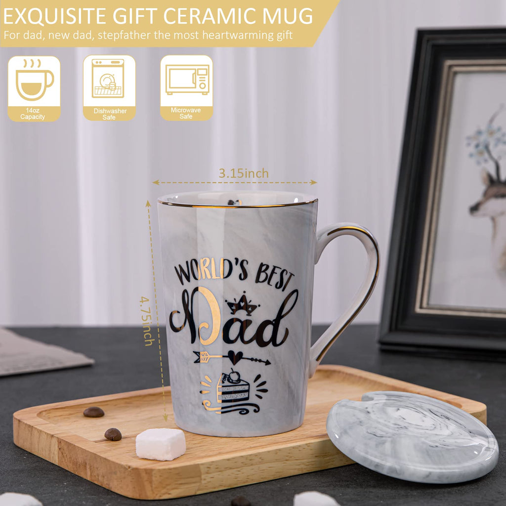 Fathers Day Gifts Presents for Dad - Dad Birthday Gift from Daughter, Son - World' s Best Dad Mug - Christmas Gift for Dad, New Dad, Husband - 14oz Grey Ceramic Coffee Mug, Greeting Card, Gift Box 🍁 All In One Marketplace Canada