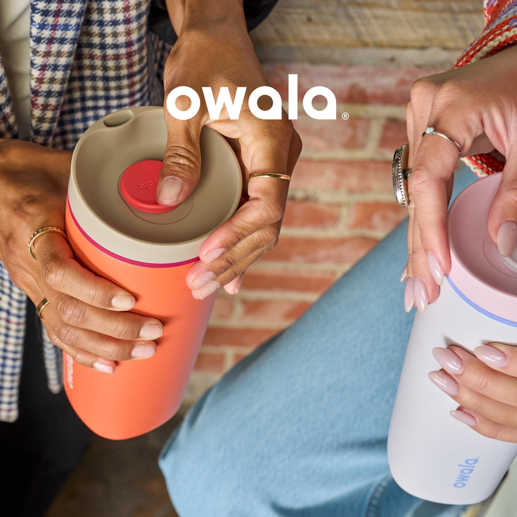Owala SmoothSip Slider Insulated Stainless Steel Coffee Tumbler, Reusable Iced Coffee Cup, Hot Coffee Travel Mug, BPA Free 20 oz, Crochet Queen 🍁 All In One Marketplace Canada