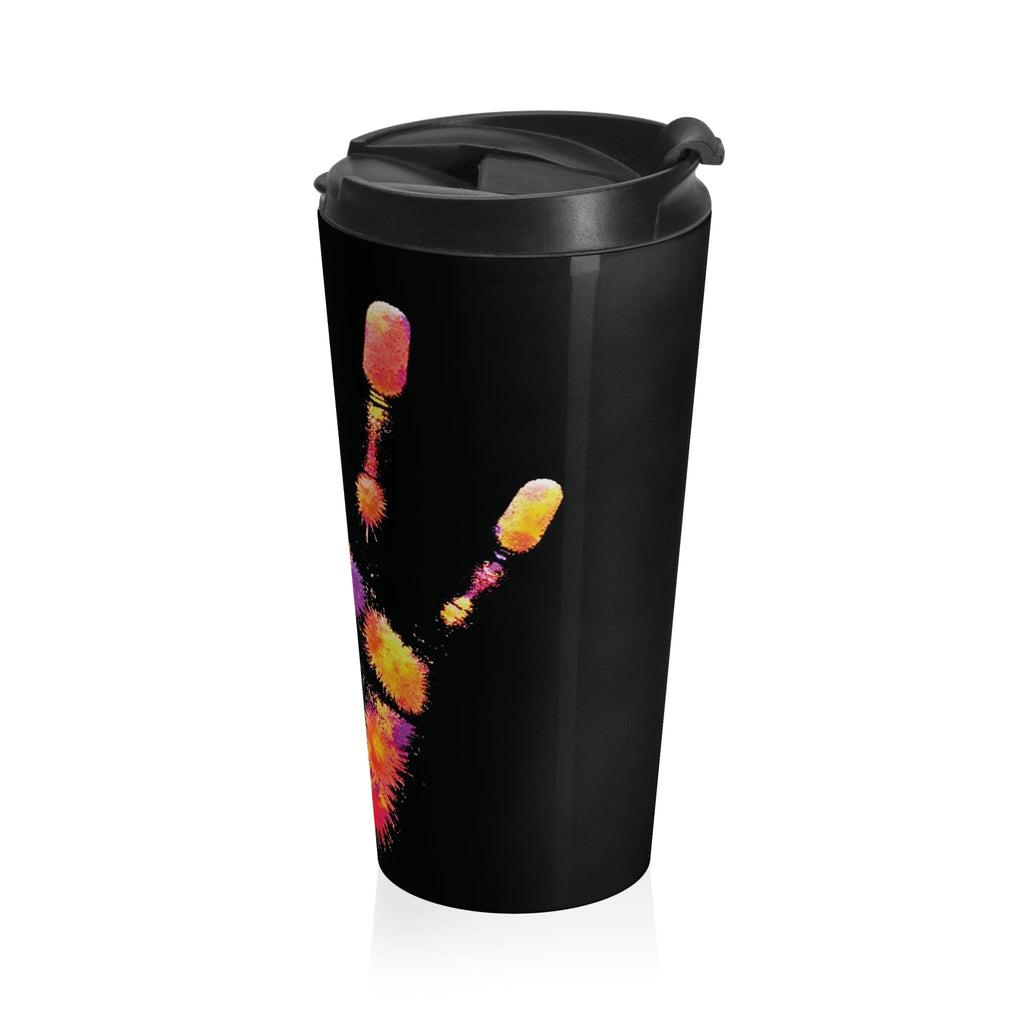Travel Mug — Colorful Neon Paw Print Stainless Steel Tumbler