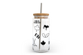 Canada Pattern Glass Can with Bamboo Lid