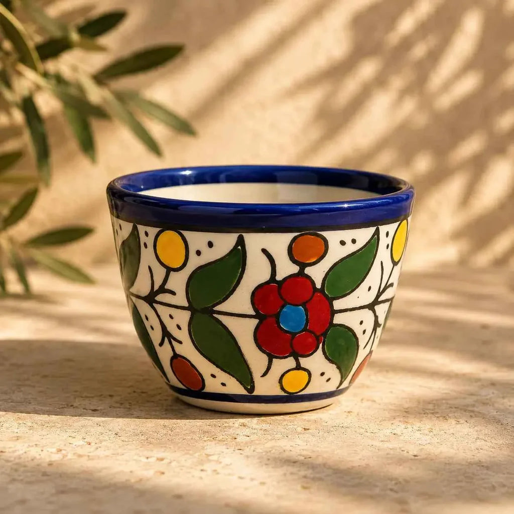 Palestinian Sada Coffee Cups Set of 6 – Small Ceramic Arabic Coffee Cups (2.5 × 2 in)
