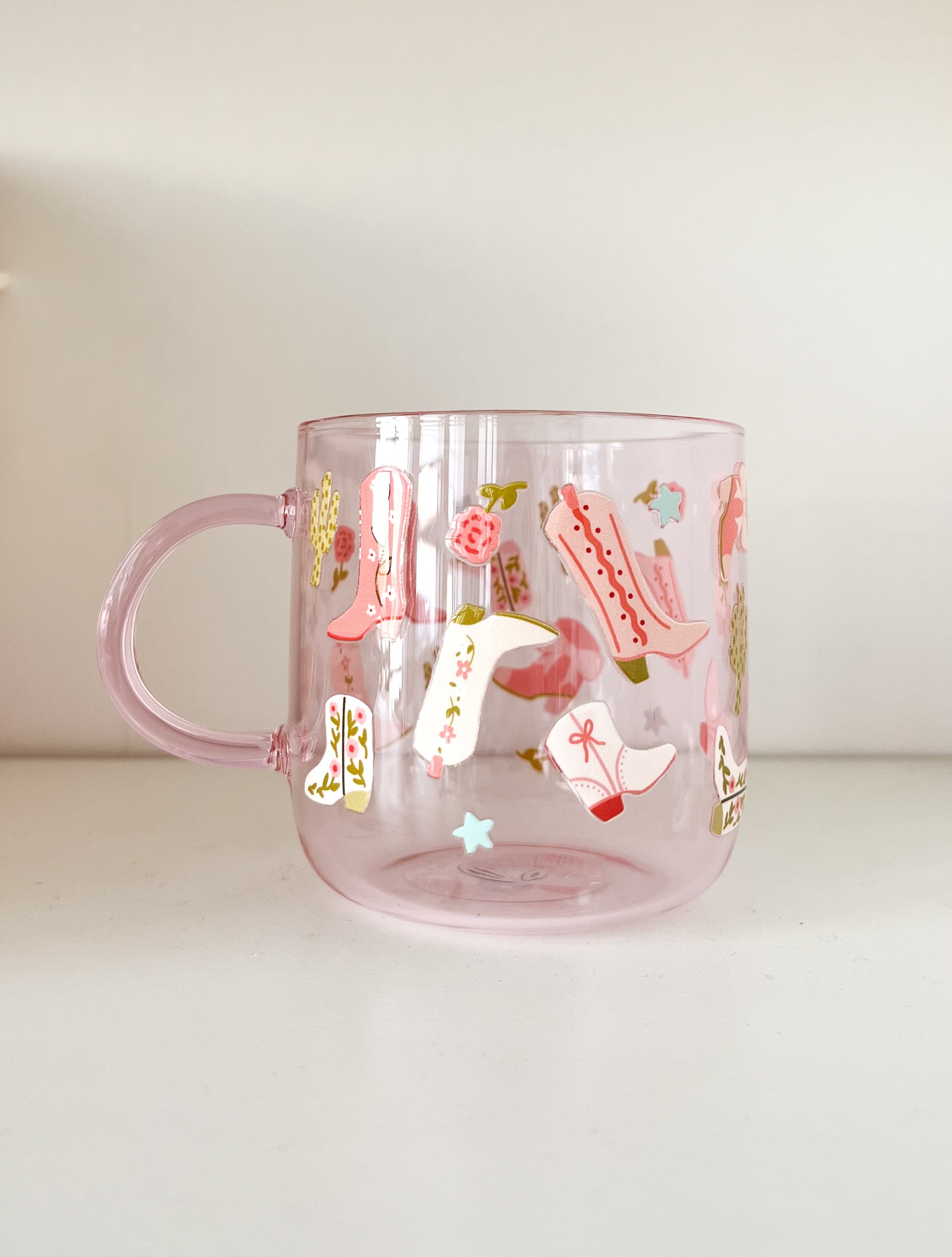 Tasse en verre rose - cowgirl